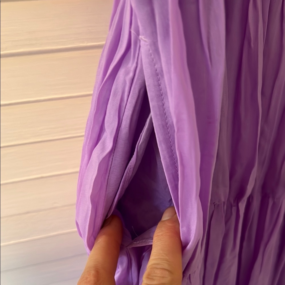 GAP Purple Tiered Ruched Midi Dress - NWT - Size XS - Picture 3 of 5